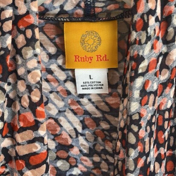 RUBY RD Ladies Lightweight Open Face Asymetrical Fall Color Cardigan Size L - Picture 5 of 6